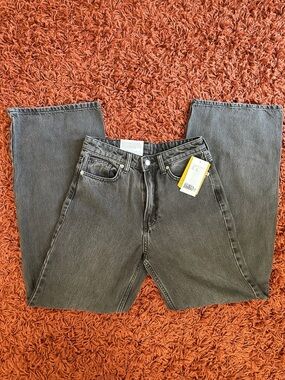 H&M Women's Wide Leg Jeans in Washed Gray